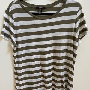 Forever 21 olive and white striped t-shirt